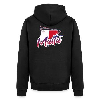 Malta - Unisex Premium Bio Zip Hoodie - Schwarz - Hinten - Nico (187cm)