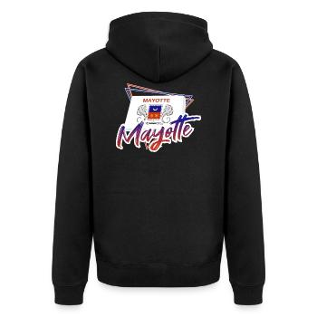 Mayotte - Unisex Premium Bio Zip Hoodie - Schwarz - Hinten - Nico (187cm)