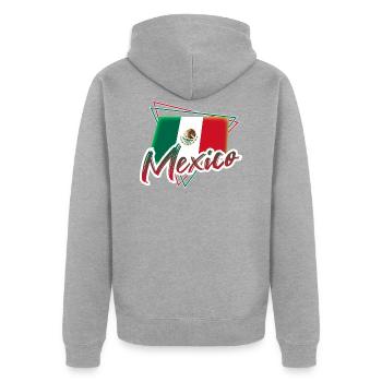 Mexiko - Unisex Premium Bio Zip Hoodie - Grau meliert - Hinten - Nico (187cm)