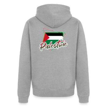 Palestine - Veste à capuche bio Premium Unisexe - gris chiné - Dos - Nico (187cm)