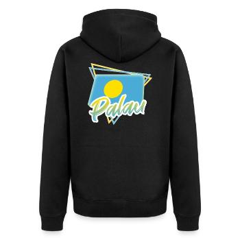 Palau - Unisex Premium Bio Zip Hoodie - Schwarz - Hinten - Nico (187cm)