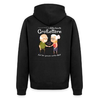 Allerbeste Großeltern der Welt - Oma und Opa - Unisex Premium Bio Zip Hoodie - Schwarz - Hinten - Nico (187cm)