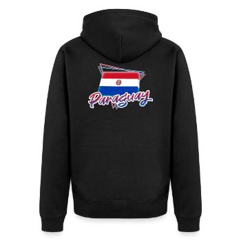 Paraguay - Unisex Premium Bio Zip Hoodie - Schwarz - Hinten - Nico (187cm)
