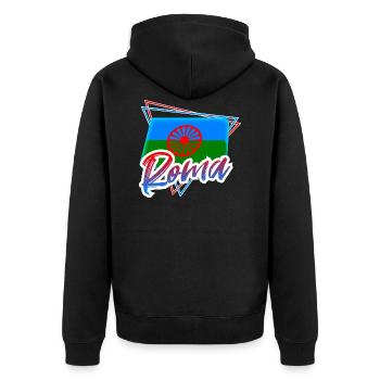 Roma - Unisex Premium Organic Zip Hoodie - black - Back - Nico (187cm)