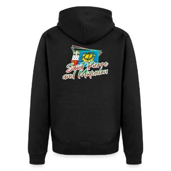 St. Pierre und Miquelon - Unisex Premium Bio Zip Hoodie - Schwarz - Hinten - Nico (187cm)