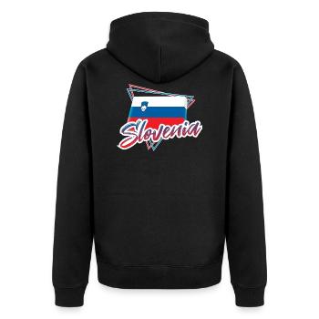 Slowenien - Unisex Premium Bio Zip Hoodie - Schwarz - Hinten - Nico (187cm)