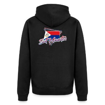Sint Maarten - Unisex Premium Organic Zip Hoodie - black - Back - Nico (187cm)