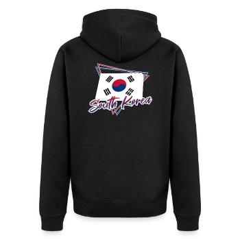 South Korea - Unisex Premium Organic Zip Hoodie - black - Back - Nico (187cm)