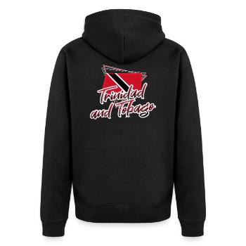 Trinidad und Tobago - Unisex Premium Bio Zip Hoodie - Schwarz - Hinten - Nico (187cm)