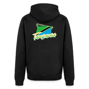 Tanzania - Unisex Premium Organic Zip Hoodie - black - Back - Nico (187cm)