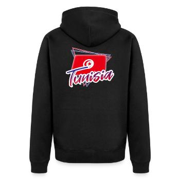 Tunesien - Unisex Premium Bio Zip Hoodie - Schwarz - Hinten - Nico (187cm)