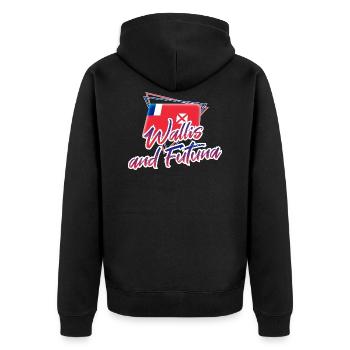 Wallis und Futuna - Unisex Premium Bio Zip Hoodie - Schwarz - Hinten - Nico (187cm)