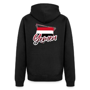 Jemen - Unisex Premium Bio Zip Hoodie - Schwarz - Hinten - Nico (187cm)