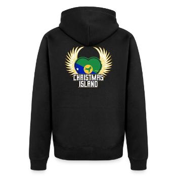 Weihnachtsinsel - Unisex Premium Bio Zip Hoodie - Schwarz - Hinten - Nico (187cm)