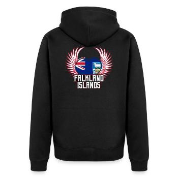 Falkland Islands - Unisex Premium Organic Zip Hoodie - black - Back - Nico (187cm)