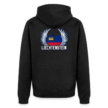 Liechtenstein - Unisex Premium Bio Zip Hoodie - Schwarz - Hinten - Nico (187cm)