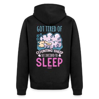 müde vom Schafe zählen Kinder Baby - Unisex Premium Bio Zip Hoodie - Schwarz - Hinten - Nico (187cm)