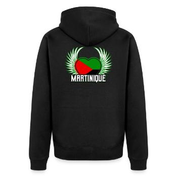 Martinique - Unisex Premium Bio Zip Hoodie - Schwarz - Hinten - Nico (187cm)