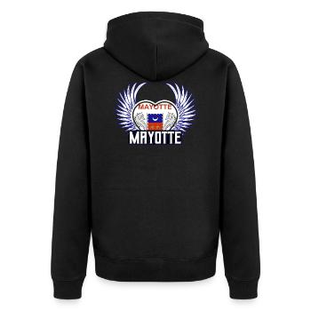Mayotte - Unisex Premium Bio Zip Hoodie - Schwarz - Hinten - Nico (187cm)