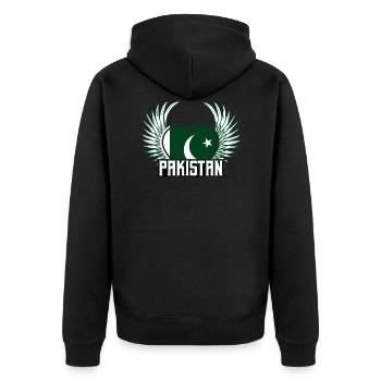 Pakistan - Unisex Premium Bio Zip Hoodie - Schwarz - Hinten - Nico (187cm)