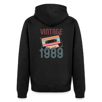 32 Jahre alt 1989 Geburtstag Geschenkidee - Unisex Premium Bio Zip Hoodie - Schwarz - Hinten - Nico (187cm)