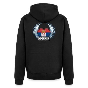 Serbie - Veste à capuche bio Premium Unisexe - noir - Dos - Nico (187cm)