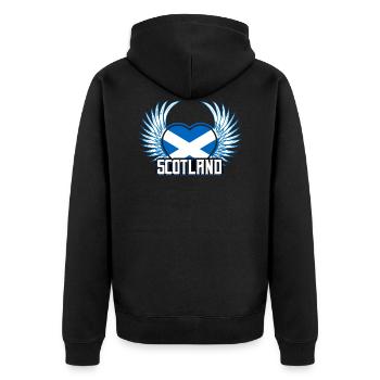 Scotland - Unisex Premium Organic Zip Hoodie - black - Back - Nico (187cm)
