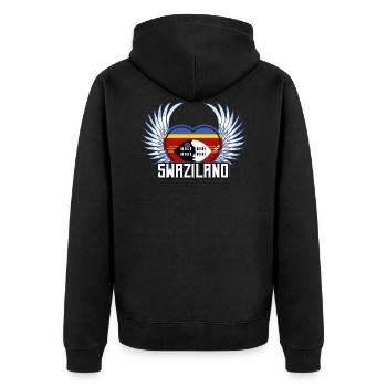Swasiland - Unisex Premium Bio Zip Hoodie - Schwarz - Hinten - Nico (187cm)