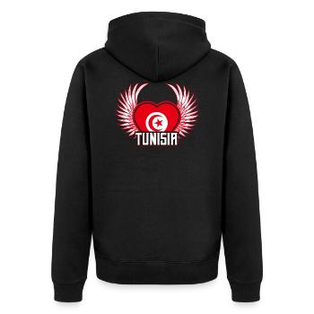 Tunisia - Unisex Premium Organic Zip Hoodie - black - Back - Nico (187cm)