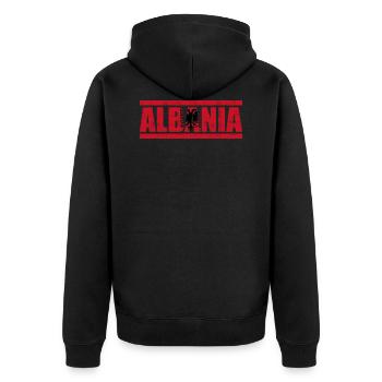 Albanien - Unisex Premium Bio Zip Hoodie - Schwarz - Hinten - Nico (187cm)