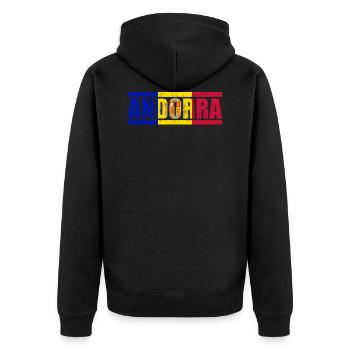Andorra - Unisex Premium Bio Zip Hoodie - Schwarz - Hinten - Nico (187cm)