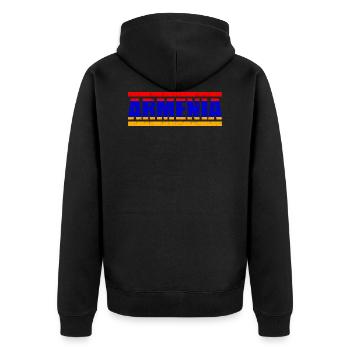 Armenien - Unisex Premium Bio Zip Hoodie - Schwarz - Hinten - Nico (187cm)
