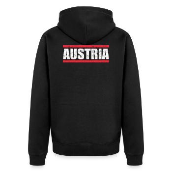 Austria - Unisex Premium Organic Zip Hoodie - black - Back - Nico (187cm)