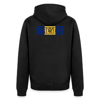 Barbados - Unisex Premium Bio Zip Hoodie - Schwarz - Hinten - Nico (187cm)