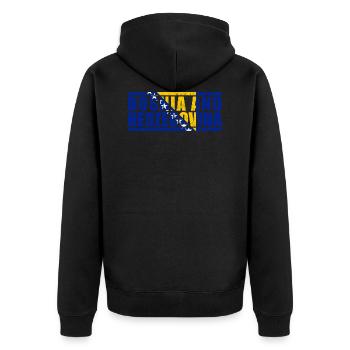 Bosnien und Herzegowina - Unisex Premium Bio Zip Hoodie - Schwarz - Hinten - Nico (187cm)