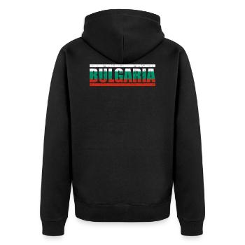Bulgaria - Unisex Premium Organic Zip Hoodie - black - Back - Nico (187cm)