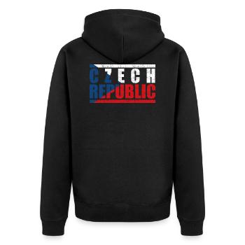 Tschechische Republik - Unisex Premium Bio Zip Hoodie - Schwarz - Hinten - Nico (187cm)