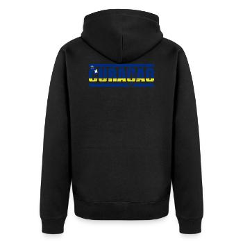 Curaçao - Unisex Premium Bio Zip Hoodie - Schwarz - Hinten - Nico (187cm)