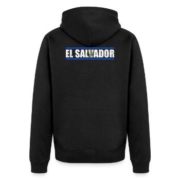 El Salvador - Unisex Premium Bio Zip Hoodie - Schwarz - Hinten - Nico (187cm)