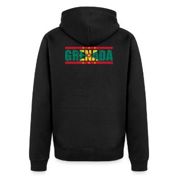 Grenada - Unisex Premium Bio Zip Hoodie - Schwarz - Hinten - Nico (187cm)