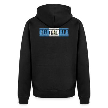 Guatemala - Unisex Premium Organic Zip Hoodie - black - Back - Nico (187cm)