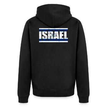 Israel - Unisex Premium Organic Zip Hoodie - black - Back - Nico (187cm)