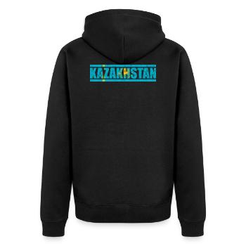 Kasachstan - Unisex Premium Bio Zip Hoodie - Schwarz - Hinten - Nico (187cm)