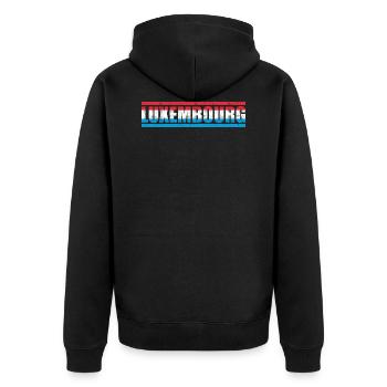 Luxemburg - Unisex Premium Bio Zip Hoodie - Schwarz - Hinten - Nico (187cm)