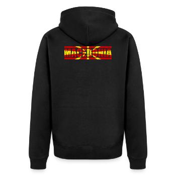 Macedonia - Unisex Premium Organic Zip Hoodie - black - Back - Nico (187cm)