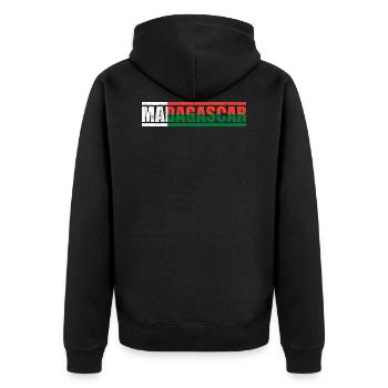 Madagascar - Unisex Premium Organic Zip Hoodie - black - Back - Nico (187cm)