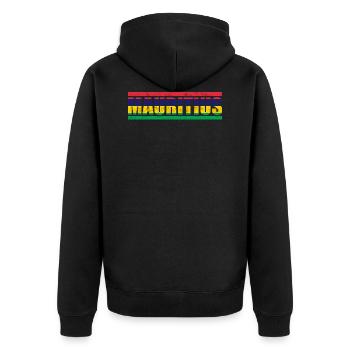 Mauritius - Unisex Premium Organic Zip Hoodie - black - Back - Nico (187cm)