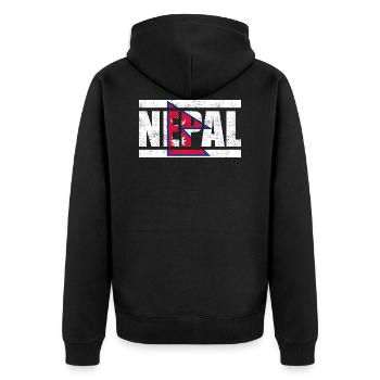 Nepal - Unisex Premium Bio Zip Hoodie - Schwarz - Hinten - Nico (187cm)