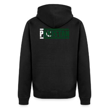 Pakistan - Unisex Premium Bio Zip Hoodie - Schwarz - Hinten - Nico (187cm)