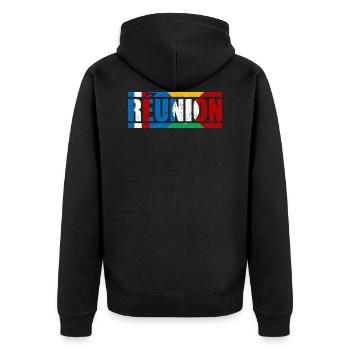 Réunion - Veste à capuche bio Premium Unisexe - noir - Dos - Nico (187cm)